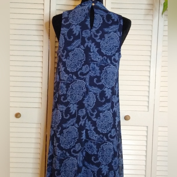 Tommy Hilfiger Navy Blue Floral Sleeveless Shift Dress Size 4 - Picture 4 of 10